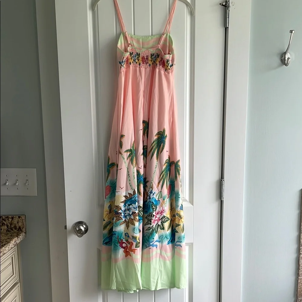 Women's Pink Tropical Maxi Dress - Picture 6 of 7